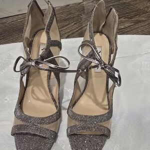 Nina Sparkling Silver Strappy Heels